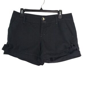 Free People Shorts Women Size 12 Black Wool Blend Cuffed Pinstripe Lined Pockets